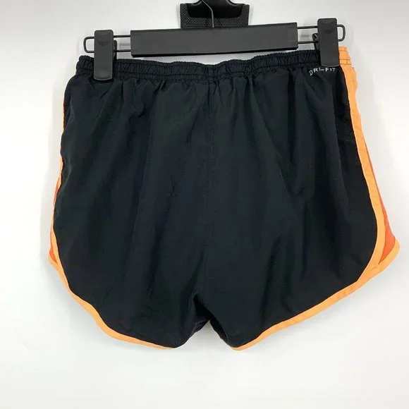 Nike Running Shorts Black Orange Dri Fit Lined Mesh Drawstring - Picture 7 of 8